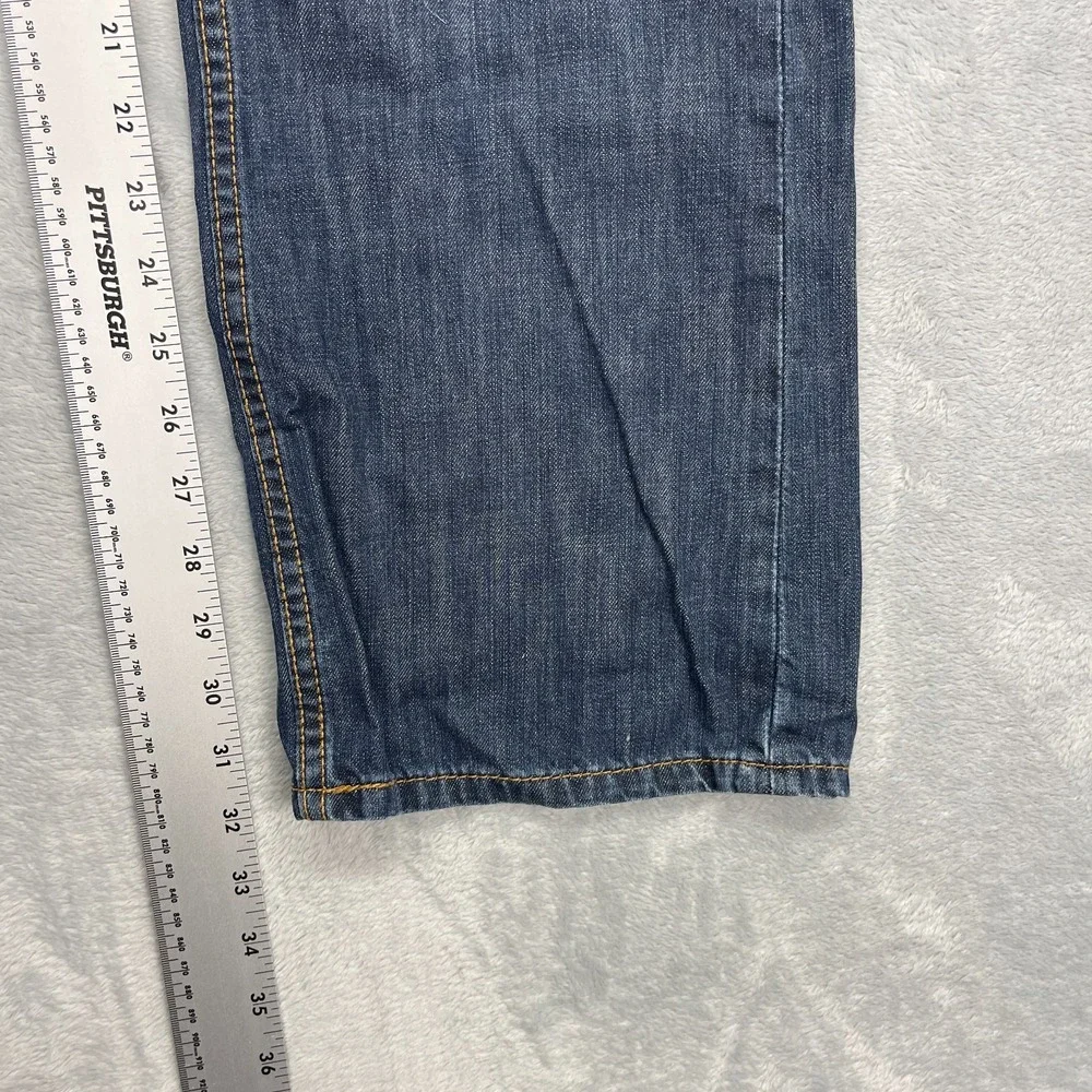 Levi's Jeans Mens 34x32 Blue Denim 527 Whiskered Faded Low Rise Slim Bootcut Leg